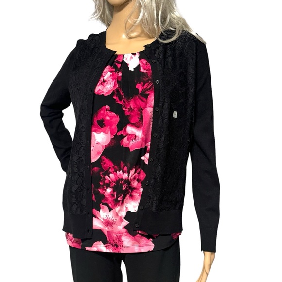 LOFT Sweaters - LOFT Black Cardigan Sweater With Lace XS NWT